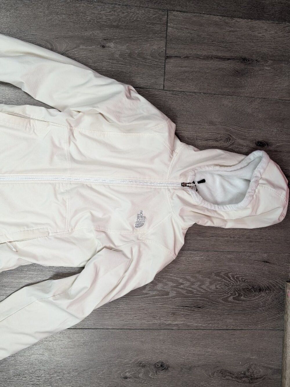North Face White Fleece Zip Up Jacket